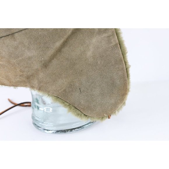 Vintage Gap Distressed Sherpa Suede Leather Trapper Hat S/M Vintage Gap Distressed Sherpa Fleece Lined Suede Leather Trapper Hat Green M/L